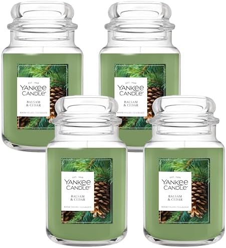 Balsam & Cedar, Scented Candle, 22oz Large Jar with up to 150 Hour Burn Time, Giftable (Pack of 4)