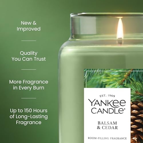 Balsam & Cedar, Scented Candle, 22oz Large Jar with up to 150 Hour Burn Time, Giftable (Pack of 4), alternate view 3
