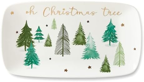 Balsam Lane Stoneware Christmas Serving Tray in Green