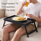 Bamboo Bed Tray Table Set of 2 Folding Breakfast Laptop(Black) in Black, alternate view 3