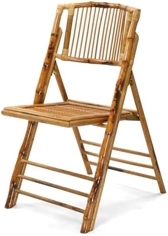 Bamboo Folding Chair, Foldable Dining Wood Chairs Comfortable Seat for Outdoor & Indoor, Patio, Porch, Wedding