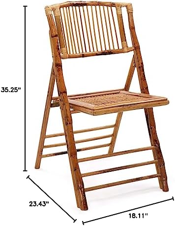 Bamboo Folding Chair, Foldable Dining Wood Chairs Comfortable Seat for Outdoor & Indoor, Patio, Porch, Wedding, alternate