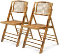 Bamboo Folding Chair, Foldable Dining Wood Chairs Comfortable Seat for Outdoor & Indoor, Patio, Porch, Wedding