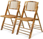 Bamboo Folding Chair, Foldable Dining Wood Chairs Comfortable Seat for Outdoor & Indoor, Patio, Porch, Wedding