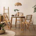 Bamboo Folding Chair, Foldable Dining Wood Chairs Comfortable Seat for Outdoor & Indoor, Patio, Porch, Wedding, alternate