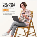 Bamboo Folding Chair, Foldable Dining Wood Chairs Comfortable Seat for Outdoor & Indoor, Patio, Porch, Wedding, alternate