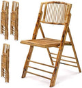 Bamboo Folding Chair, Foldable Dining Wood Chairs Comfortable Seat for Outdoor & Indoor, Patio, Porch, Wedding