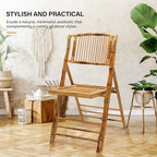 Bamboo Folding Chair, Foldable Dining Wood Chairs Comfortable Seat for Outdoor & Indoor, Patio, Porch, Wedding, alternate