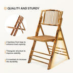 Bamboo Folding Chair, Foldable Dining Wood Chairs Comfortable Seat for Outdoor & Indoor, Patio, Porch, Wedding, alternate