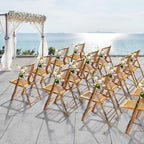 Bamboo Folding Chair, Foldable Dining Wood Chairs Comfortable Seat for Outdoor & Indoor, Patio, Porch, Wedding, alternate