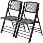 Bamboo Folding Chair, Foldable Dining Wood Chairs Comfortable Seat for Outdoor & Indoor, Patio, Porch, Wedding