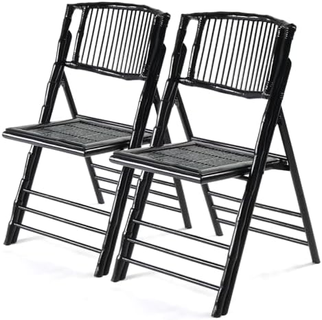 Bamboo Folding Chair, Foldable Dining Wood Chairs Comfortable Seat for Outdoor & Indoor, Patio, Porch, Wedding