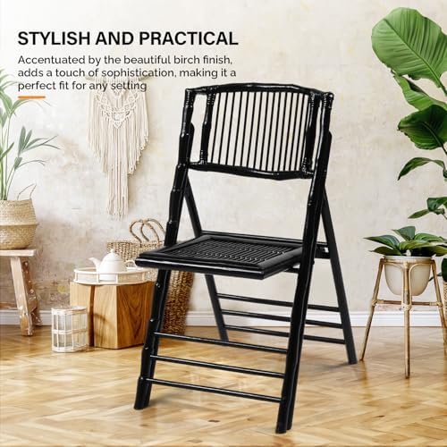 Bamboo Folding Chair, Foldable Dining Wood Chairs Comfortable Seat for Outdoor & Indoor, Patio, Porch, Wedding, alternate