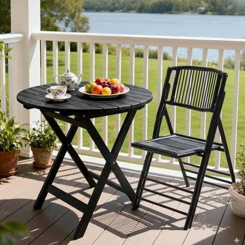 Bamboo Folding Chair, Foldable Dining Wood Chairs Comfortable Seat for Outdoor & Indoor, Patio, Porch, Wedding, alternate