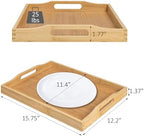 Bamboo Food Serving Tray with Handles, Breakfast Bed Tray (Beige) in Beige, alternate view 3