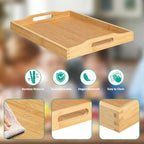 Bamboo Food Serving Tray with Handles, Breakfast Bed Tray (Beige) in Beige, alternate view 4