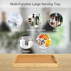 Bamboo Food Serving Tray with Handles, Breakfast Bed Tray (Beige) in Beige, alternate view 5