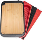 Bamboo Grilling Prep and Serve Trays with lid in Red+black