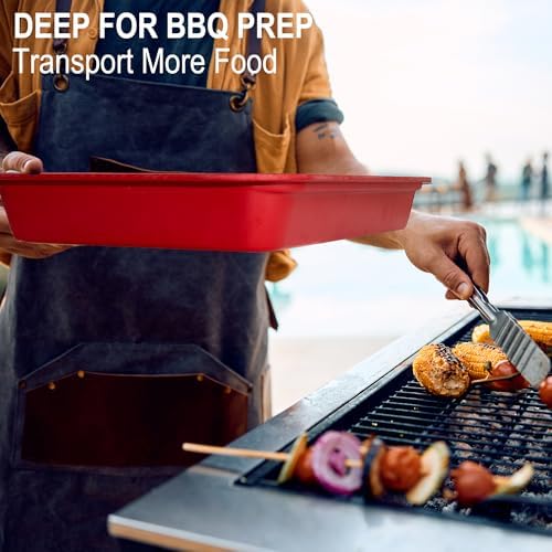 Bamboo Grilling Prep and Serve Trays with lid in Red+black, alternate view 2