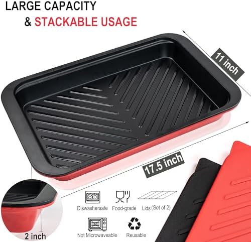 Bamboo Grilling Prep and Serve Trays with lid in Red+black, alternate view 3