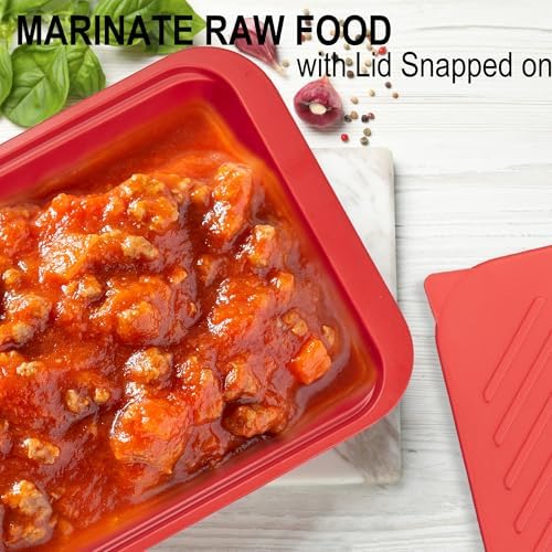 Bamboo Grilling Prep and Serve Trays with lid in Red+black, alternate view 4