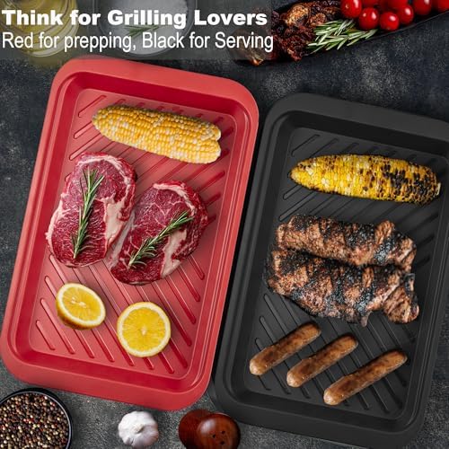 Bamboo Grilling Prep and Serve Trays with lid in Red+black, alternate view 7