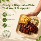 Bamboo Paper Plates Disposable 10 Inch & 7 Inch Bulk Party Pack Eco Compostable Biodegradable Wooden Plate Best, alternate