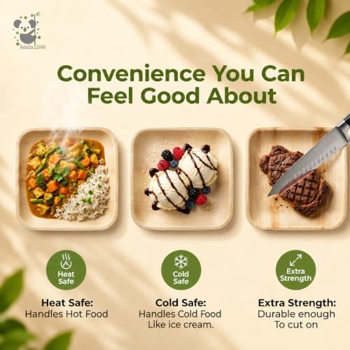 Bamboo Paper Plates Disposable 10 Inch & 7 Inch Bulk Party Pack Eco Compostable Biodegradable Wooden Plate Best, alternate