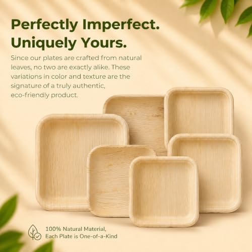 Bamboo Paper Plates Disposable 10 Inch & 7 Inch Bulk Party Pack Eco Compostable Biodegradable Wooden Plate Best, alternate