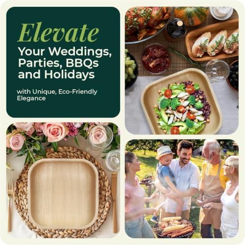 Bamboo Plates & Pre-Rolled Bamboo Cutlery Party Set- Compostable Plates Elegant Pre-Rolled Utensils, Napkin, alternate view 6