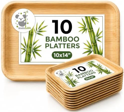 Bamboo Serving Tray and Platter Disposable Charcuterie Boards Plates and Party Platters Trays Compostable Wooden