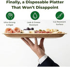 Bamboo Serving Tray and Platter Disposable Charcuterie Boards Plates and Party Platters Trays Compostable Wooden, alternate