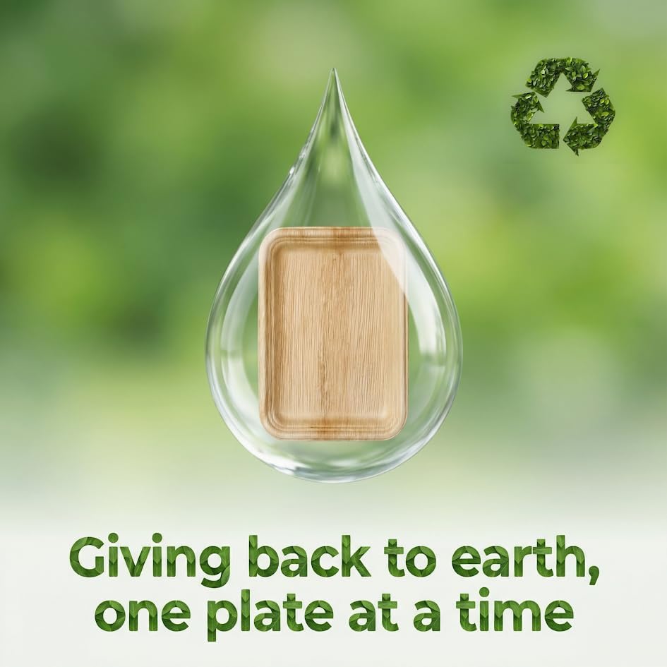 Bamboo Serving Tray and Platter Disposable Charcuterie Boards Plates and Party Platters Trays Compostable Wooden, alternate
