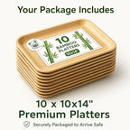 Bamboo Serving Tray and Platter Disposable Charcuterie Boards Plates and Party Platters Trays Compostable Wooden, alternate