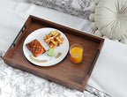Bamboo Serving Trays with Metal Handles, Large(Brown) in Brown, alternate view 2