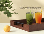 Bamboo Serving Trays with Metal Handles, Large(Brown) in Brown, alternate view 4