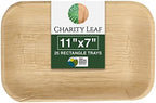 Bamboo Trays - 11"x7" (25-Pack) | Bamboo-Style, Disposable Serving Platters | Perfect for Weddings & Events |