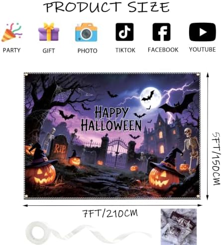 Banner 7×5ft with Stretchy Spider Web Happy Backdrop in 7x5 Ft in Banner, alternate view 2