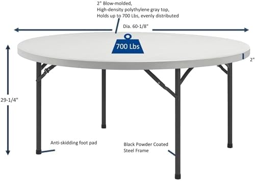 Banquet Table, 60 by 60 by 29-1/2-Inch, Platinum, alternate view 3