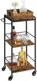 Bar Cart with Wheels, Drink Cart with Serving Cart