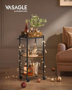 Bar Cart with Wheels, Drink Cart with Serving Cart, alternate view 3