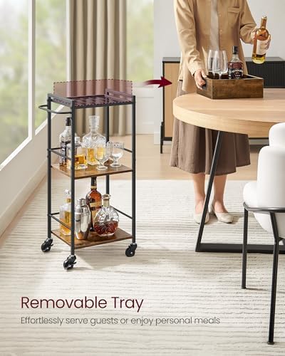 Bar Cart with Wheels, Drink Cart with Serving Cart, alternate view 4