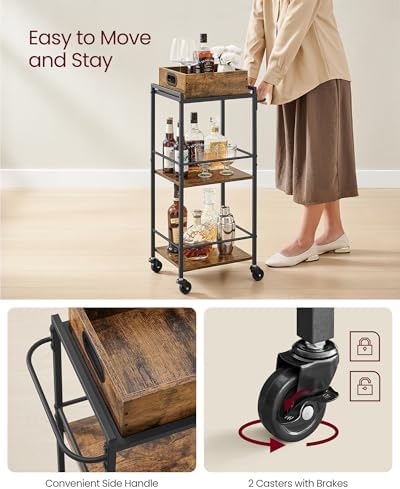Bar Cart with Wheels, Drink Cart with Serving Cart, alternate view 5