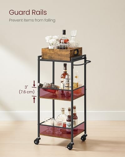 Bar Cart with Wheels, Drink Cart with Serving Cart, alternate view 6