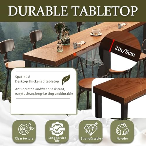 Bar Height Table 47'' Long Bar Table Solid Wood Farmhouse Bar Table, alternate view 4