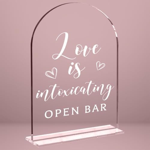 Bar Open Sign, Wedding Signage for Reception Event Party, Bridal Shower Decorations, Wedding Table Acrylic Signs