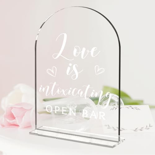 Bar Open Sign, Wedding Signage for Reception Event Party, Bridal Shower Decorations, Wedding Table Acrylic Signs, alternate