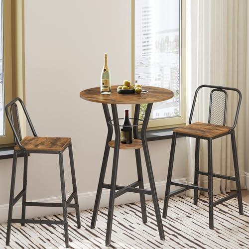 Bar Table, 2-Tier Round High Top Table, Pub Table, Home Bar Counter Height Tables, Bistro Tables, for Kitchen, alternate view