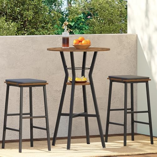 Bar Table, 2-Tier Round High Top Table, Pub Table, Home Bar Counter Height Tables, Bistro Tables, for Kitchen, alternate view