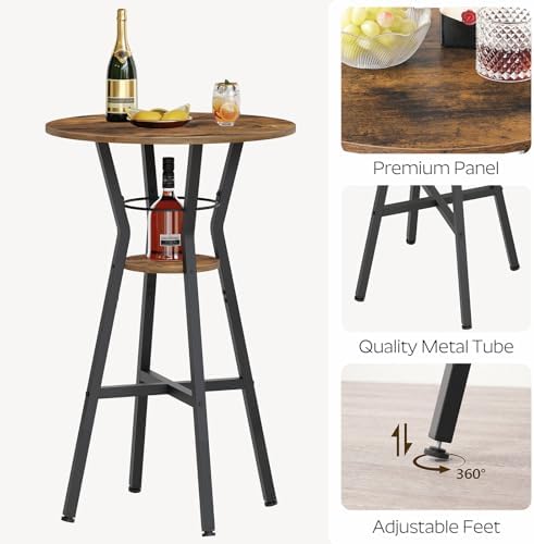 Bar Table, 2-Tier Round High Top Table, Pub Table, Home Bar Counter Height Tables, Bistro Tables, for Kitchen, alternate view
